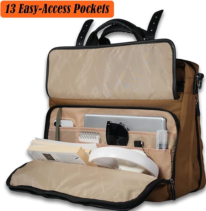 WELKINLAND 17-Inch Laptop Briefcases for Men, 4-Compartments Business Briefcase for Men, 13Pockets Laptop Messenger & Shoulder Bags, Expandable Briefcases For Man, Compact Mens Messenger Bags For Work