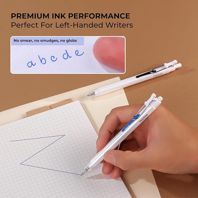 Thien Long Hoshi 6 PCs Premium Retractable Gel Pens Black Ink, 0.5mm Fine Point, Auto-Lock Pocket Clip, Quick-Dry Japanese Ink - Perfect for Teacher, College, School & Office Supplies