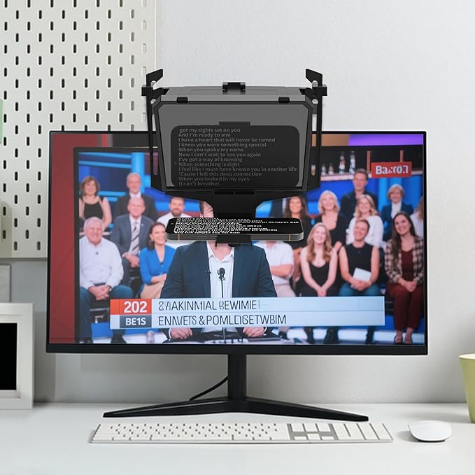8-Inch Mobile Teleprompter, 3-in-1 Handheld/Desktop/Monitor Modes, HD 70/30 Optical Beam Splitter, Remote Control Support, Compatible with iOS & Android Tablets