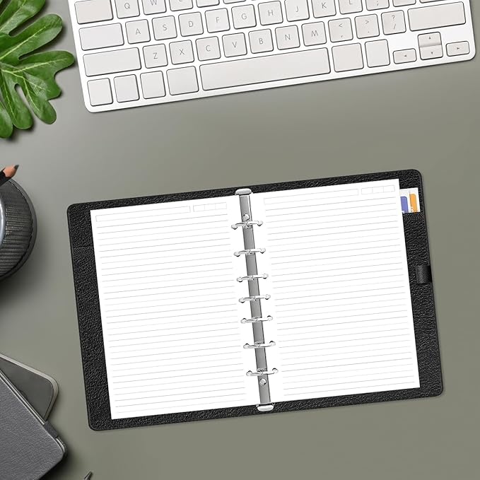 (4-Pack) Mini Binder Lined Filler Paper for 3 or 7 Ring Binders - 400 Sheets/800 Pages Loose Leaf Rule Paper Refills, Desk Size 4, 100gsm Line Paper, 5.8" x 8.5"