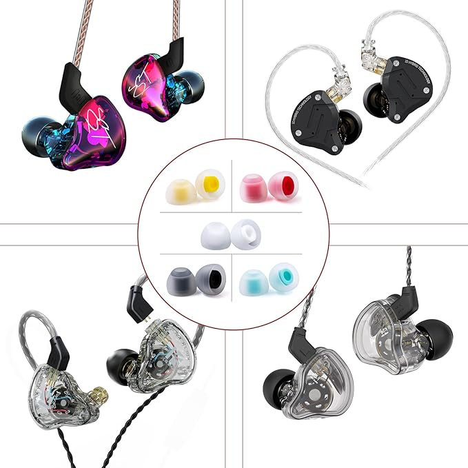 5 Pairs KBEAR 07 Ear Tips, KINBOOFI Silicone KZ ZS10 PROIEM Eartips, Medium Earbuds for KZ ZST ZS10 PRO X AS10 ZSN ZSN ZSN PRO X ZSN PRO ZAR ZS10 PRO X Wired Headphone (White,M/M/M,5Paris)