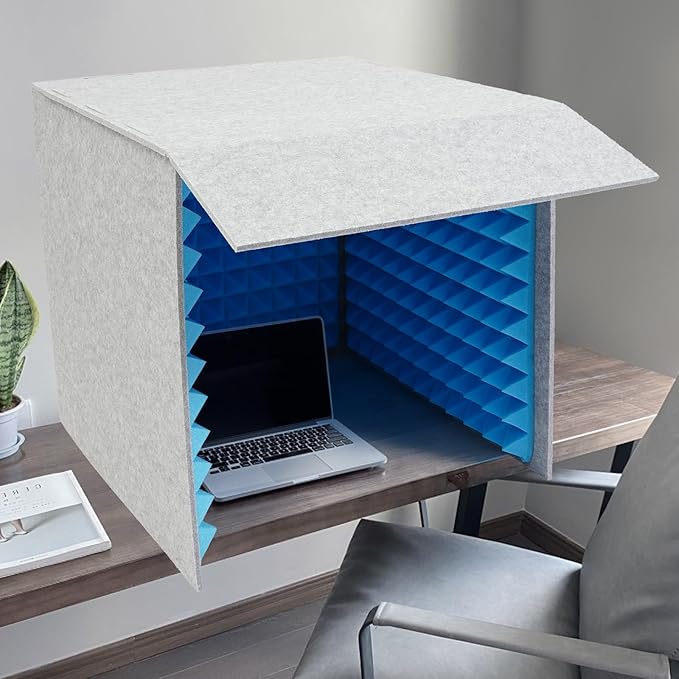 60x60cm Foldable Desktop Soundproof Booth for Voice Recording with Noise Reduction Sponge and Polyester Panels