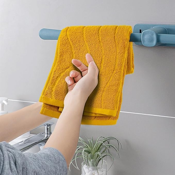 Jacquotha Wavy Striped Cotton Hand Towels, Set of 2, Dry Your Hand Instantly, 13x29 Inches, Mustard Kitchen Bathroom Towel