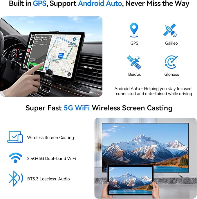 Topsand Android Tablet 10 inch, Android 15 Tablet with Keyboard, Mouse, 4G LTE Cellular, IPS Display, MediaTek Octa Core Processor, 12GB+64GB, 2TB Expandable,5G Wi-Fi, GPS, 2-in-1 Tablets with Case