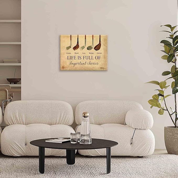 Golf Wall Art, Golf Pictures Wall Decor, Golfing Canvas Prints, Rustic Decorations Painting, Framed Artwork Office Home Decor For Bathroom Bedroom Dining Living Room 12" x 16"