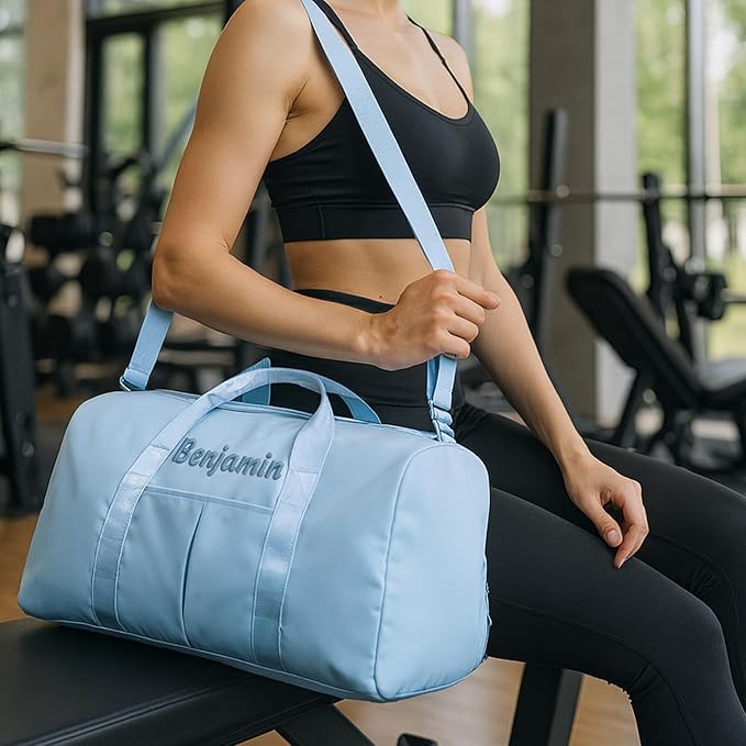 Personalized Travel Duffle Bag for Women with Embroidered Name Custom Sport Gym Bag with Shoe Compartment Weekender Overnight Tote Luggage Bag Customized Gifts for Birthday Pink