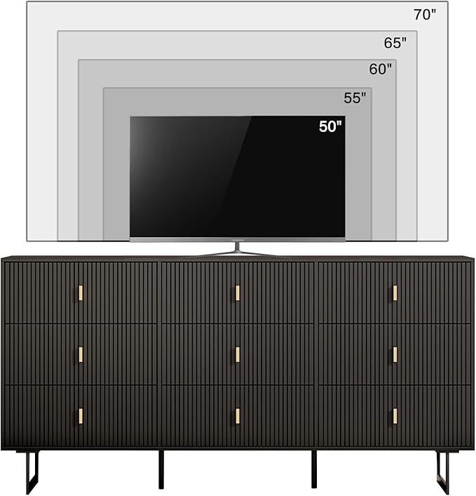 Chrangmay Modern Chest of Drawers with 9 Drawers,Deep Drawers,Clothes Organizer,Large Storage Cabinet for Living Room, Bedroom,Hallway,with Anti-Tipping Device,Dark