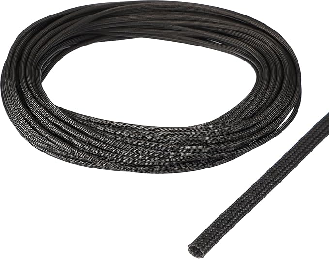 uxcell Insulation Cable Protector,2.5mm/0.10 Inch-20m/66 Feet High Temp Fiberglass Sleeve Black