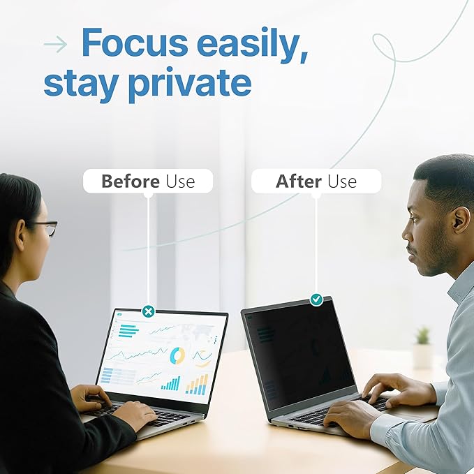 VINTEZ 14 Inch 16:10 Privacy Screen for Computer Monitor and Laptop - Anti Glare Protector Film Blue Light Filter Eye Protection - Computer Screen Privacy Shield, [1 Pack]