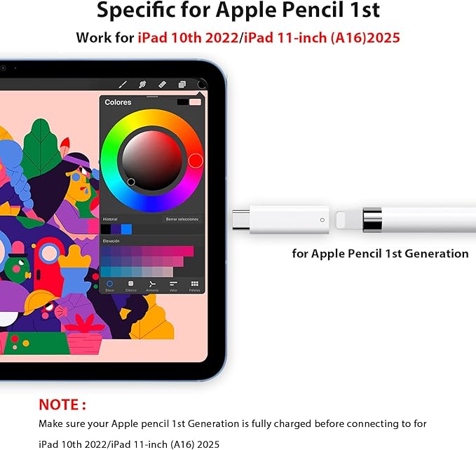USB C Pencil Adapter for Apple Pencil 1st Generation, USB-C to for Lightning Pencil Charger Adapter Specific Compatible with iPad 10th Gen, Type-C iPencil Dongle Connector for iPad A16 with Pencil 1