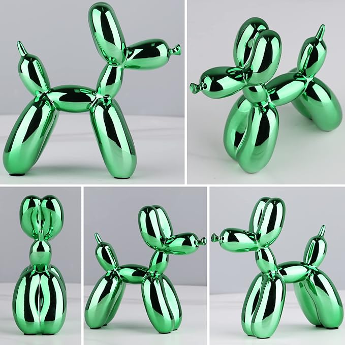 Green Balloon Dog Decor,Balloon Animal Preppy Room Shelf Decor,Cute Statue Home Decors,Office,Bedroom Modern Sculpture Desk Decoration,Green Decorations Gifts
