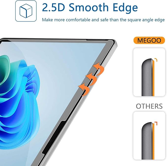 Megoo Surface Pro 8/Pro X 13" HD Tempered Glass Screen Protector, Ultra-Thin & Ultra-Clear, Superior Protection, Silky Smooth & Extremely Sensitive, 2 Pack