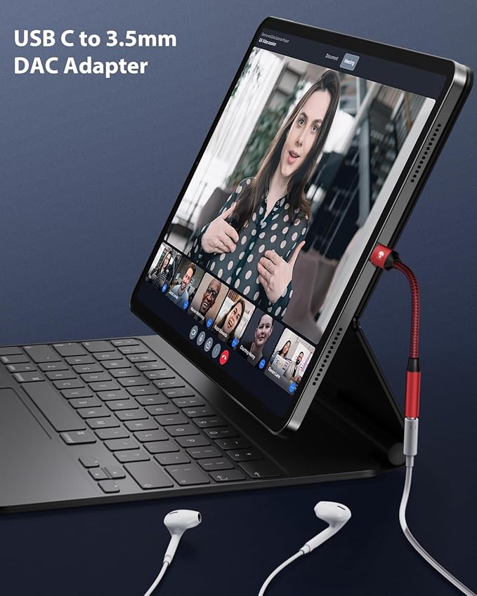 Stouchi USB C to 3.5mm Dongle Adapter, Type C Headphone Audio Jack Cable Cord Hi-Fi DAC Chip for iPhone 17/16 /15, Pixel 9/8 /7/6, iPad, Samsung Galaxy S25 S24 S23 Ultra (1, Red, 0.38ft*1)