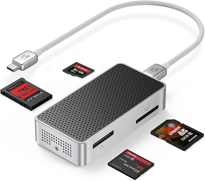 ORICO CFexpress Type B Card Reader 1500MB/s for 8k Video with CFexpress Type A and SD/TF4.0 Card Adapter 4-in-1 Simultaneous Reading Compatible with Sony/Canon/Nikon/Fuji (M4DK)