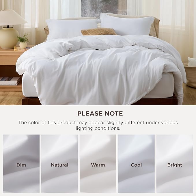 Bedsure Duvet Cover Full Size - Soft Double Brushed Bedding Set for Kids & Adults, Zipper Closure, 3 Pieces, Includes 1 Duvet Cover (80"x90") & 2 Pillow Shams, NO Comforter, White