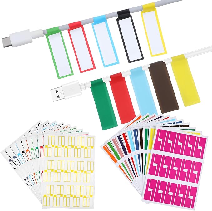 600 Pcs Ethernet Cable Labels,Cord Tags Labeling,Waterproof Cord Tags Labeling,Multicolor Wire Markers for Management,Self Adhesive for Laser Printer and Handwriting