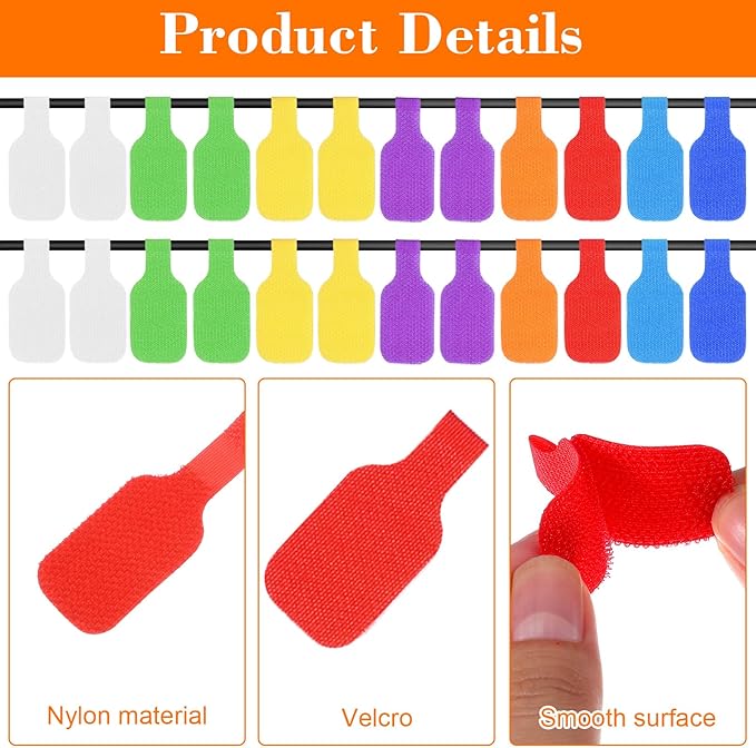 32PCS Cable Cord Labels Tags Large Size Multicolored Write on Wire Label for Electronics Organizing Wires and Identification, Reusable Multiple Uses Handwriting Cable Markers Tag(8 Colors)