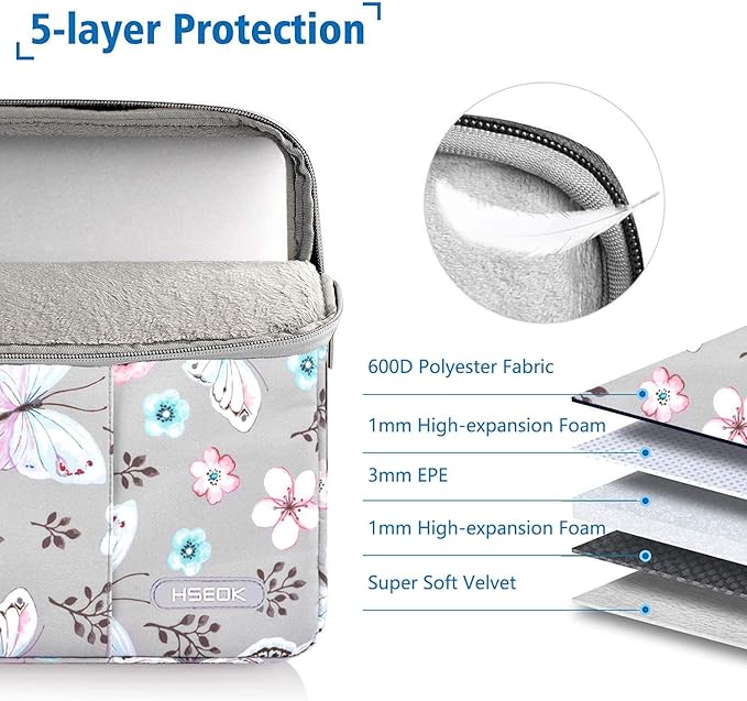 Hseok Laptop Case 15.6 Inch Sleeve, Shockproof Protective Water Repellent with Accessory Pocket,Compatible with Mac Pro 16 inch 2025-2019, Sleeve Bag for Most 15 15.6 16 Notebooks,B01F01