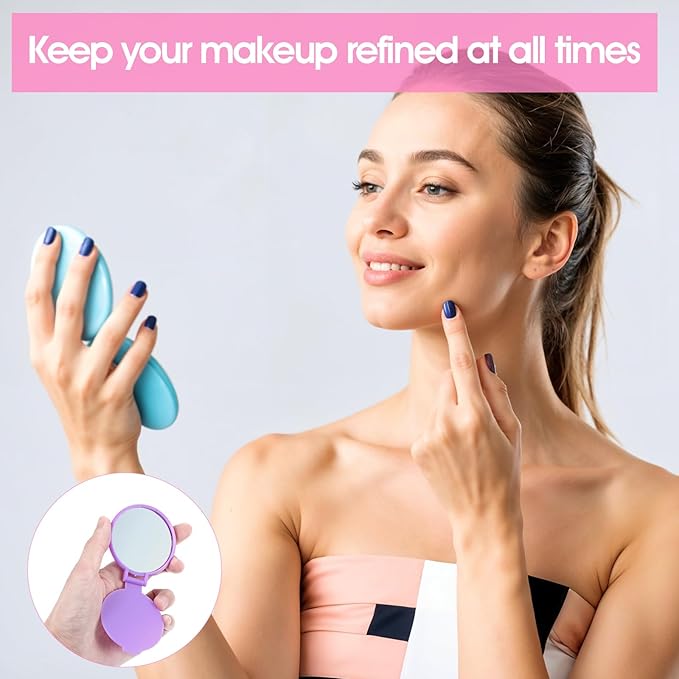 12 Pcs Mini Folding Mirror 2.4 in Pocket Travel Mirror Portable Round Compact Mirrors Vintage Small Makeup Mirrors for Purse Daily Use Party Favors Women Gifts