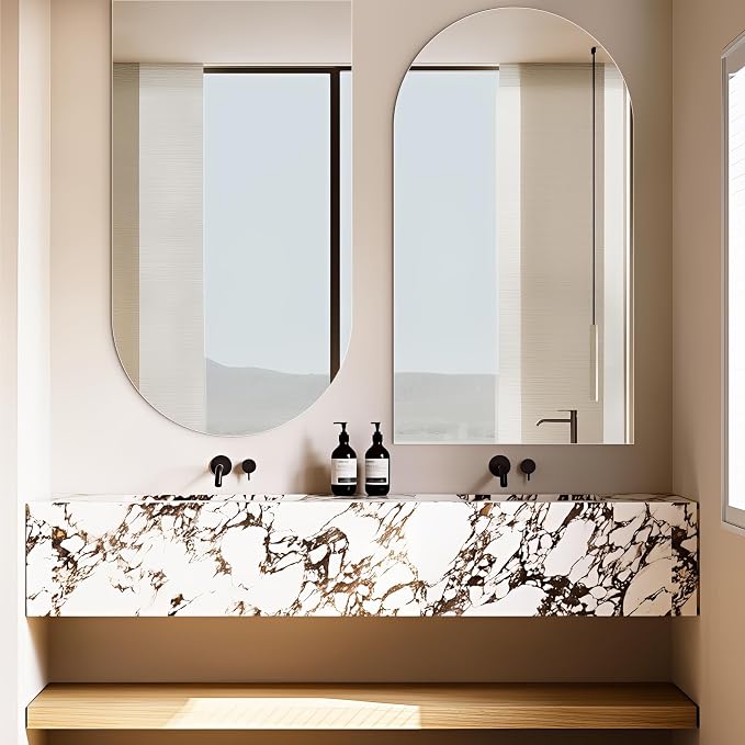 Niccy Arched Mirror, 24"x36" Arch Bathroom Mirror, Decorative Modern Mirrors for Bathroom, Bedroom, Living Room, Entryway, Frameless Vanity Mirror, Unique Wall Mounted