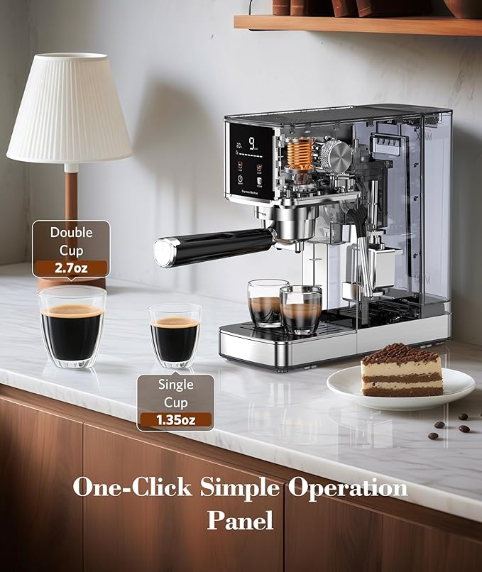 Kndko 20Bar Craft Coffee Machine with Milk Frother, Upgraded 1350W Expresso Coffee Machines with Touchscreen, Stainless Steel Espresso Machine Small for Home - Cappuccino Latte & Americano