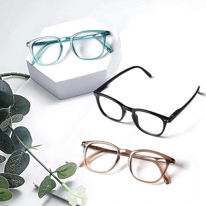Henotin 3-Pack Blue Light Blocking Reading Glasses,Spring Hinge Computer Readers for Men Women,Anti UV Ray Filter Eyeglasses (Mixed Color-3, 2.00, Diopters)