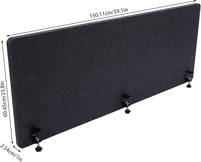 Desktop Privacy Panel, Sound Absorbing Cubicle Desk Divider Privacy Panel for Reduces Noise and Visual Distractions, Office Partition, Clamp-on Type (Dark Grey)