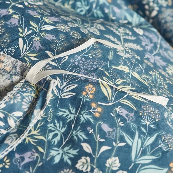 Blue Floral Duvet Cover Twin Vintage Flower Pattern Duvet Cover 100% Cotton Garden Style Comforter Cover Chic Botanical Floral Bedding Sets for Girls Women 1 Twin Duvet Cover with 2 Pillowcases