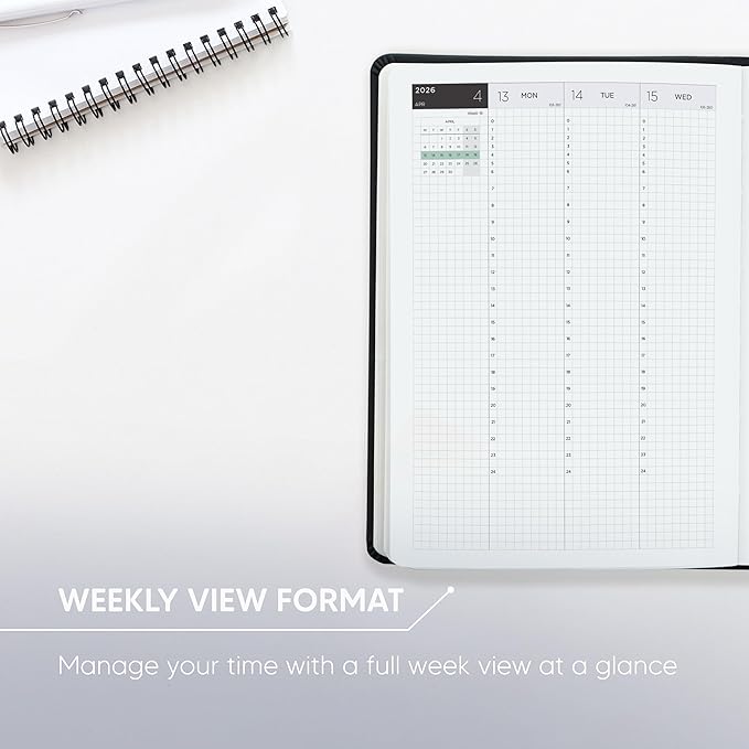 Hourly Academic Planner 2026-2027 – 24-Hour Planner with Weekly & Monthly Time Slots, Hardcover Appointment Book for Students & Professionals, Minimalist Japanese Design, June 2026 - July 2027 (6x8.5)