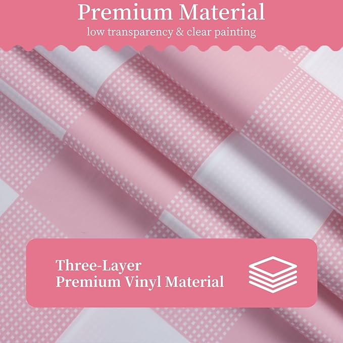 3 Packs Pink Checkered Tablecloth 54x108 Inches Rectangle Gingham Tablecloth Disposable Plastic Waterproof Table Cover for Outdoor Picnic Kitchen and Birthday Party