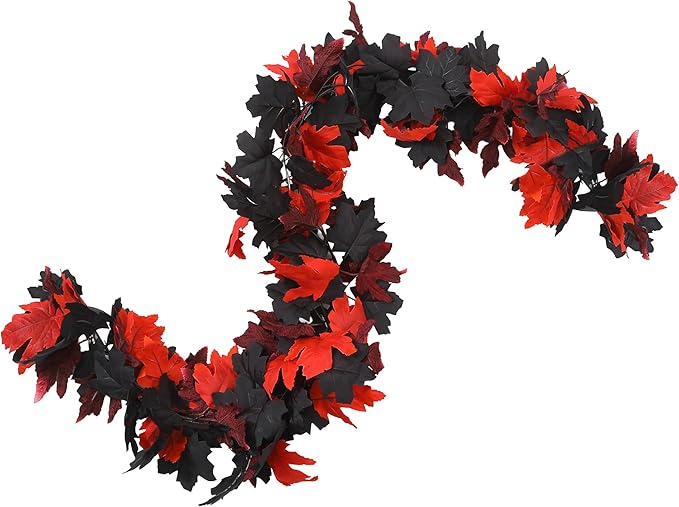 Artificial Fall Garland with Maple Leaves, Pumpkins & Berries – 7ft Autumn Garland for Thanksgiving,Halloween, Fireplace Mantel, Doorway & Fall Harvest Table Decor