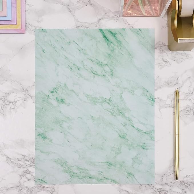 Paper Junkie Marble Printer Paper - 8.5 x 11 In, 96 Sheets, 6 Colors - Decorative Card & Copy Paper for Correspondence - Invitations & Crafts