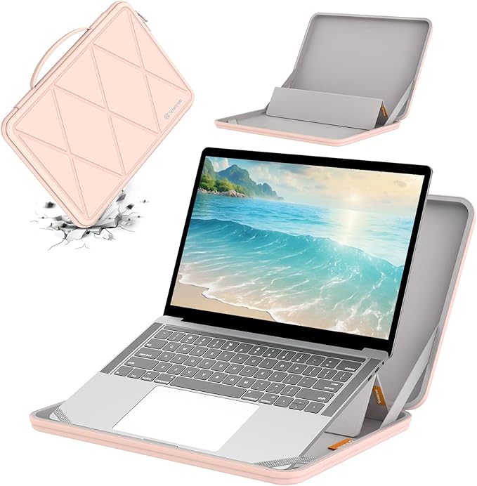 Smatree MS46T Hard EVA Protective Sleeve Case with Stand Compatible for 14 inch Acer Swift Go SFG14-72T-58SH/SFG14-72T-71QF/SFG14-72T-718K/SFG14-72-72YK Laptop Waterproof Slim Sleeve Bag, Pink