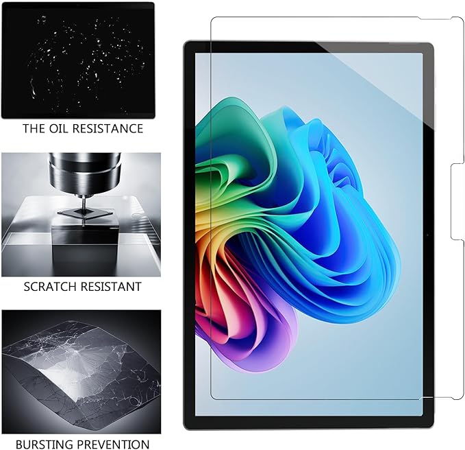 Megoo AmorShield Screen Protector for Surface Pro 12 inch [3X Shatterproof Protection], [9H+ Military Grade], HD Clear Tempered Glass, Anti-Fingerprint, Easy Installation No Bubble, 2 Pack