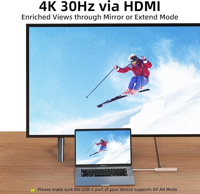 WALNEW 7 in 1 USB-C Hub with 4K HDMI,100W PD,5Gbps Data Port(1 Type-C & 2 USB 3.0),SD/TF Reader, Thunderbolt 4 Dock Multiport Adapter for MacBook Pro Air,Mac,iPad 10/Mini 6,Surface (Starlight)