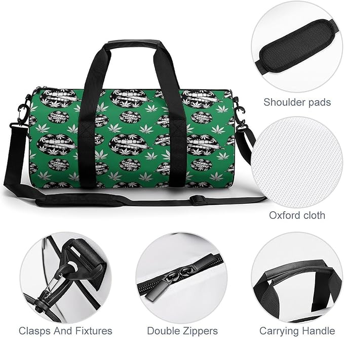 Dance Sports Gymnastics Bag Weedleaf Pot Stoner Art Foldable Gym Bags Lightweight Travel Sports Bag Unisex Gym Duffel Bags