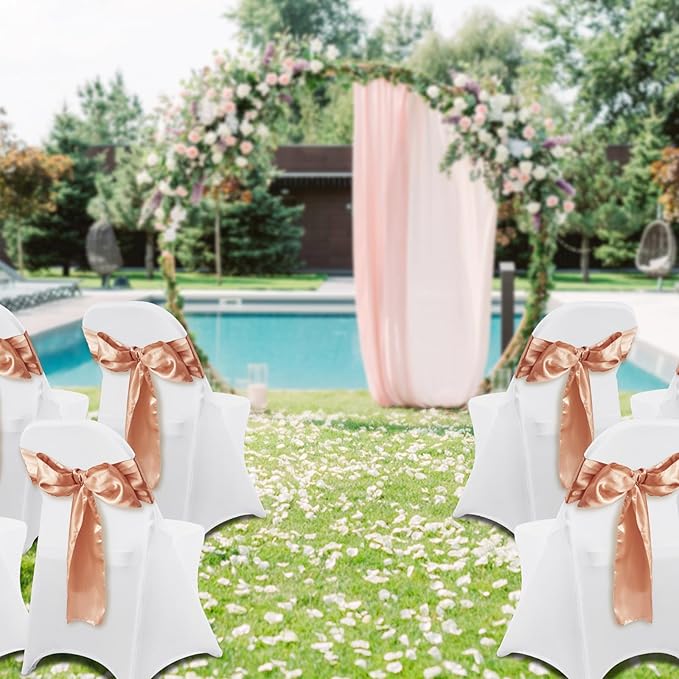 VEVOR Stretch Spandex Folding Chair Covers, Universal Fitted Chair Cover, Removable Washable Protective Slipcovers, for Wedding, Holiday, Banquet, Party, Celebration, Dining (50PCS White)