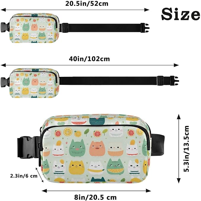 Cute Cat Animal Fanny Pack for Women Men Water Resistant Fashion Waist Packs with Adjustable Strap Belt Bag for Travel Workout Jogging Hiking 21219794