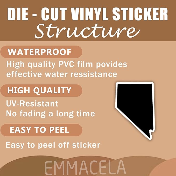 (3PCS) Nevada State Map Stickers, US State Stickers - Waterproof Vinyl Decals for Tumblers, Water Bottles, Laptops, Books, Scrapbooks, Great for Nevada Lovers 3 x 2 Inch
