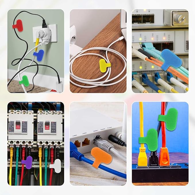 32 Pieces Multi-Color Electronic Cable Identification Tags Write On Cord Labels for Computers Cable Management Writable Wire Tags for Electronics Self-Adhesive Nylon Wrap-It Cable Label (8 Colors)