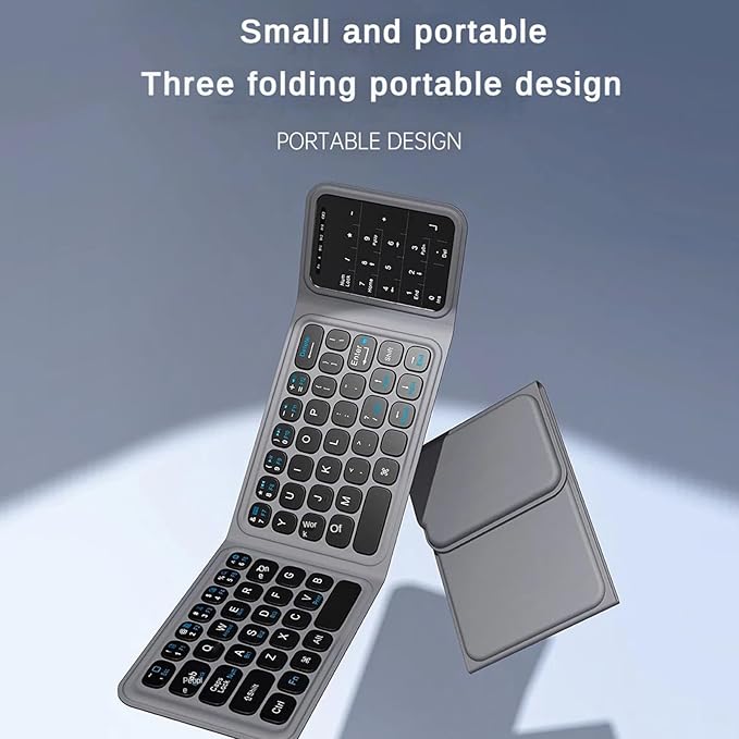 Luocute Foldable Keyboard, Portable Keyboard with Multi Touch Touchpad and Leather Case for Laptop PC Tablet Smartphone iOS