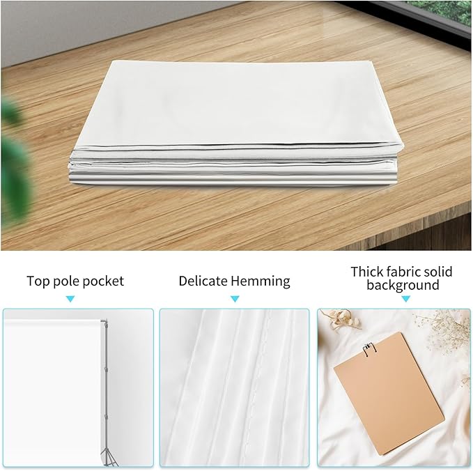 10 x 20 ft White Backdrop Background White Screen for Photography Video Recording Picture Shooting high Density Polyester Fabric Pure Recording Parties Curtain