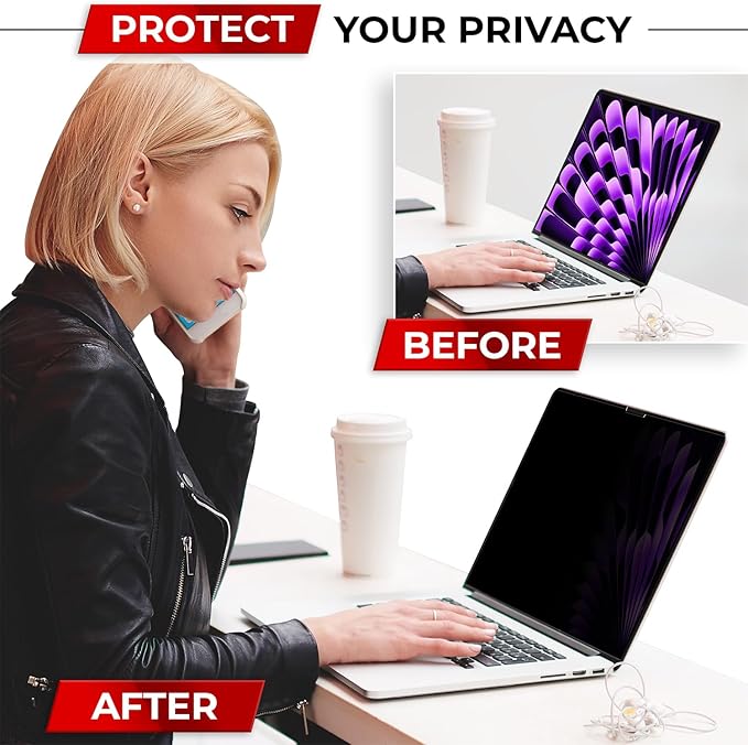 SightPro Magnetic Privacy Screen for MacBook Air 13 & 13.6 Inch (2022-2025, M2, M3, M4) Removable Laptop Privacy Filter Shield and Protector