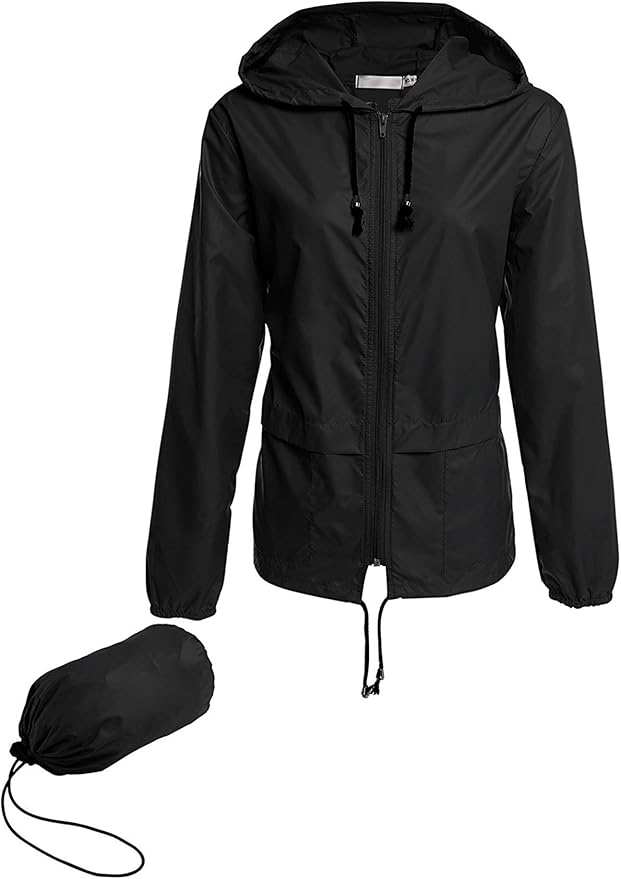 Avoogue Raincoat Women Lightweight Waterproof Rain Jackets Packable Outdoor Hooded Windbreaker