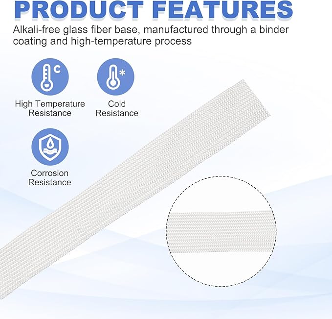 uxcell Insulation Cable Protector,55mm/2.17 Inch-2m/7 Feet High Temp Fiberglass Sleeve White