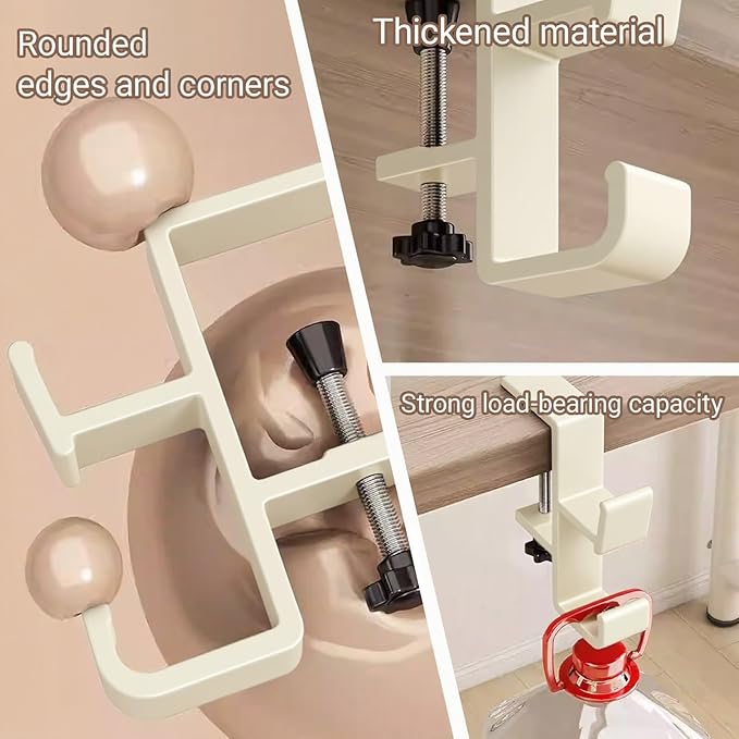 INEDRIMS 2-Pack Headphone Stand & Hook – Under Desk Headset Holder Clamp Mount for Gaming Headphones, Backpacks, Purses, Coats – Space-Saving Desk Accessories (White Dual Hook)