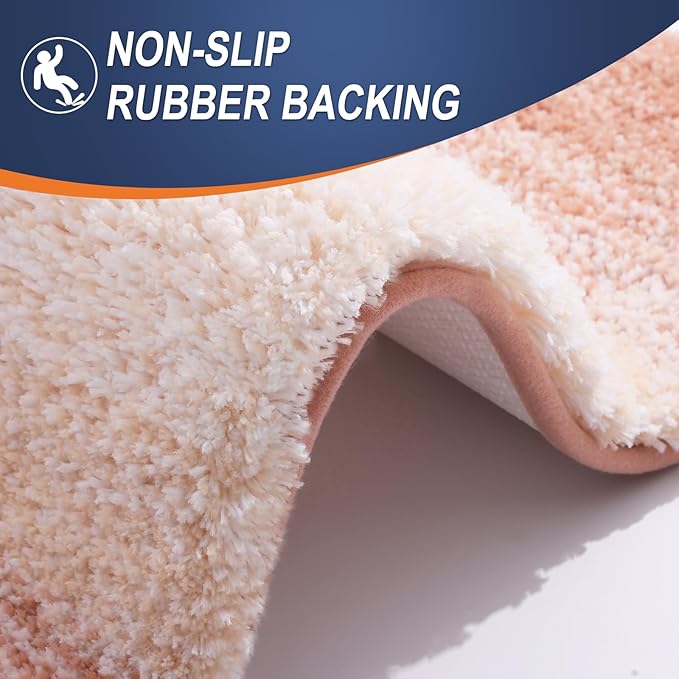 OLANLY Bathroom Rugs Mat 47x17, Extra Soft Absorbent Microfiber Bath Rugs, Rubber Backing, Quick Dry, Machine Washable Bath Mats for Bathroom Floor, Tub and Shower, Home Decor Accessories, Peach