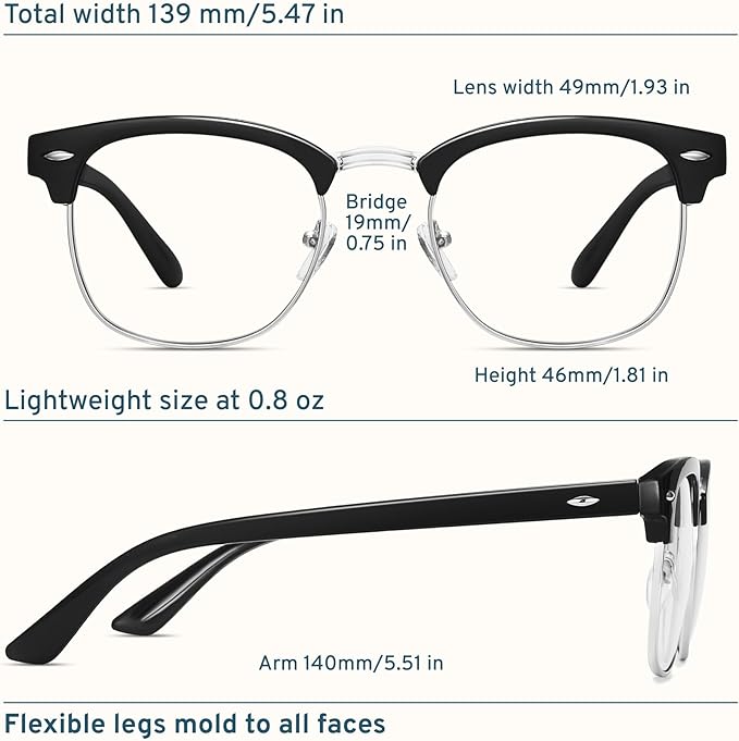 racico Computer Blue Light Blocking Glasses Blue Light Glasses Men Women, Anti Blu-Ray Gaming Glasses Lenses