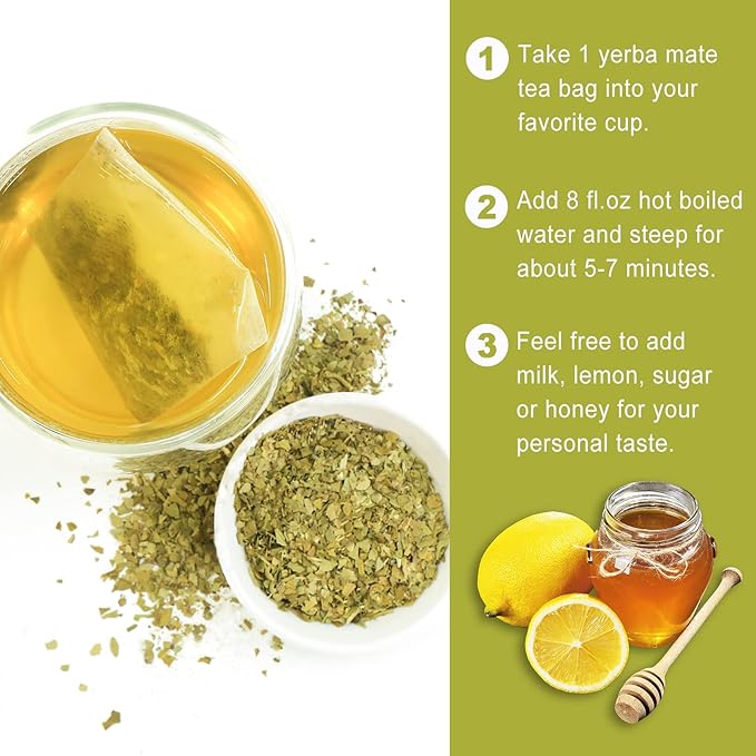 Jarteela - Yerba Mate Tea Bag, 2g x 30 Count - Unsmoked Mate Tea from Argentina - Yerba-mate Tea Bags for Relaxation - Perfect Coffee Replacement