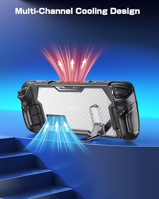 Accessories for Steam Deck & OLED, TPU Soft Cover with 3-Level Adjustable Magnetic Kickstand, Type C Adapter, 8 Thumb Grip Accessories for Steam Deck OLED with 2pcs HD Screen Protectors